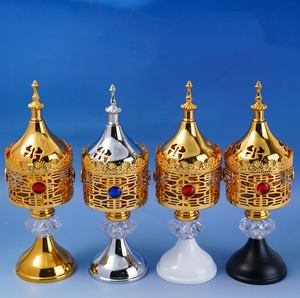 Four d'aromathérapie d'art en fer creux doré transfrontalier avec perceuse four à encens de bureau de décoration intérieure arabe du Moyen-Orient - Product Image 1