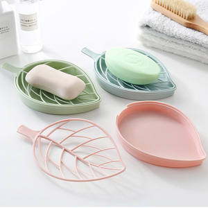 Porte-savon créatif en forme de feuille, rose nordique, en plastique, double couche, avec drain, pour salle de bain - Product Image 4