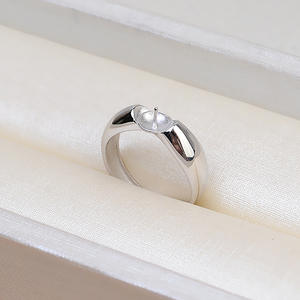 Anillo Abierto de Plata S925 Hecho a Mano, Liso y Rugoso, para Perlas de 9-10mm, con Espaciadores 1798 - Product Image 2