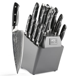 Juego de cuchillos de carnicero Santoku Premium de acero damasco de 18 piezas, superventas, cubiertos de cocina con mango de ABS para regalo - Product Image 1