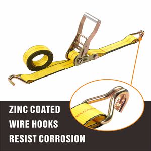 공장 가격 <span class=keywords><strong>2</strong></span>인치 래칫 타이 다운 스트랩 폴리에스터 웨빙 더블 J 훅 중량물용 - Product Image 2