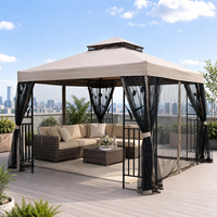 Gazebo décoratif en fer de 10x10 pieds avec motif de tulipes, double toit ventilé, pavillon extérieur, fourniture d'usine