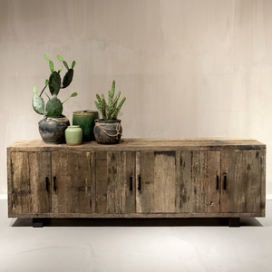 Rustic Solid Wood Living Room Cabinet with Slab Doors <b>Antique</b> Storage <b>Sideboard</b> Furniture for Home Decor - Product Image 1