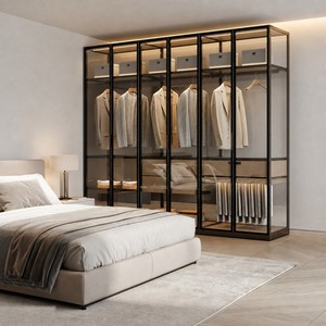 Nouvelle Arrivée Armoire Moderne Écologique en Aluminium avec Portes Vitrées Transparentes de Haute Qualité pour Chambre à Coucher - Product Image 1