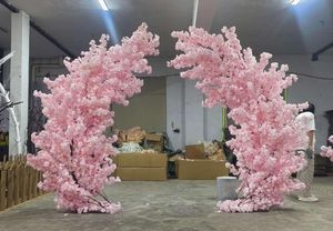 قوس زهور اصطناعية باللونين الوردي والأبيض، شجرة زهر الكرز للديكور المنزلي وتزيين حفلات الزفاف - Product Image 5