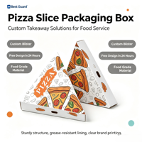 Boîte à pizza triangulaire jetable en carton kraft, de qualité alimentaire, résistante à la graisse, biodégradable, imperméable, personnalisée, de la marque Best Guard