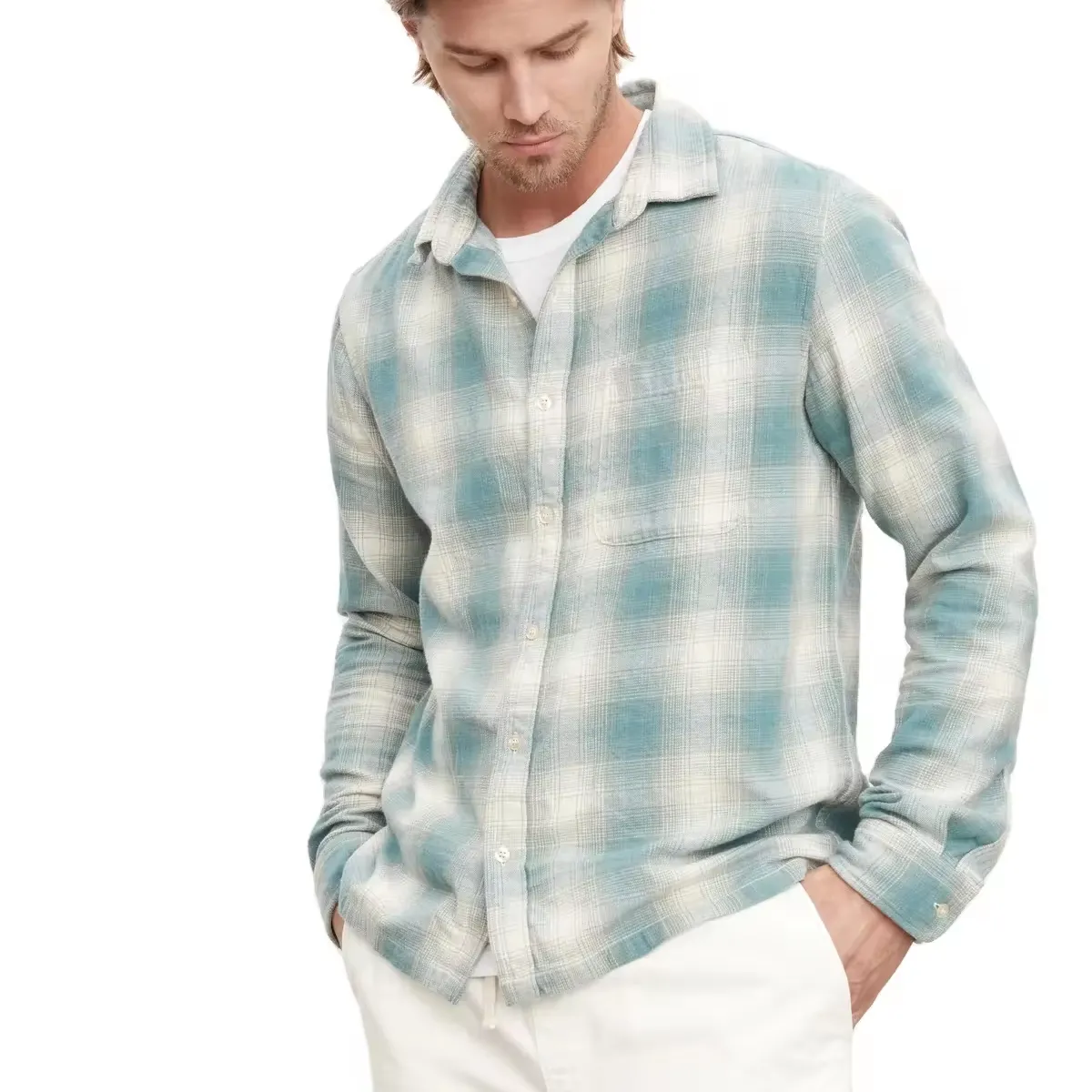 Men's cotton designer wear Gentleman plaid casual shirt Stylish and easy fitting plaid men's button-down shirt