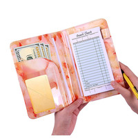 Buku SAKANU Kulit PU Bermotif Marmer Berkualitas Tinggi, Tahan Air, Portabel, Multifungsi untuk Pelayan/Pengantar Makanan
