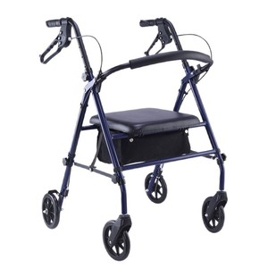 Lightweight Folding Four Wheeler <b>Walker</b> With Seat For <b>Elderly</b> Mobility Aid Shopping Cart - Product Image 1