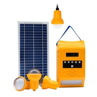 Système d'éclairage solaire portable multifonctionnel pour la maison, 4 lampes de 2W/chargeur de téléphone portable/éclairage mural à 3 niveaux de luminosité, batterie Li-ion