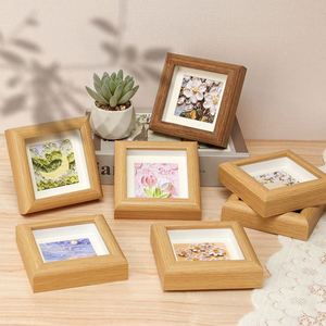 Manufacture Hollow Wooden Photo Frame Mini Square Small Photo Frame DIY Frame Children's Work Mounting - Product Image 4