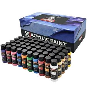 Ensemble de 50 couleurs de <span class=keywords><strong>peinture</strong></span> <span class=keywords><strong>acrylique</strong></span> en flacon de 60 ml dans une boîte de couleur pour la création professionnelle et l'affichage de vos œuvres, couleurs vives et pures - Product Image 1