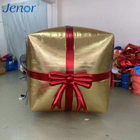 Boîte cadeau gonflable en tissu doré pour Noël, utilisée pour la décoration de scène, les fêtes du Nouvel An et la publicité.