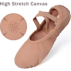 Zapatillas de ballet suaves Dynadans para mujer, zapatos de baile planos de lona con suela dividida y correas elásticas - Product Image 6