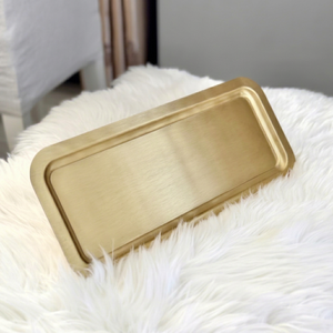Elegante Bandeja Rectangular de Madera para Servir, con Bordes Redondeados y Acabado Liso, para Comida, Café, Té, Desayuno - Product Image 1
