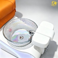 Ensemble de fauteuil électrique pour pédicure et manucure, tabouret, mobilier de salon de beauté de luxe, lampe LED 7 couleurs, vibration, inclinaison, jet sans tuyau