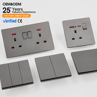 Prise murale multifonction KESHIQI ultra-fine 6 mm en PC gris universelle 13A avec interrupteur de commande individuelle