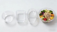 Boîte alimentaire en plastique thermoformé PP, emballage alimentaire sûr avec couvercle pour salade, bento, taille et disposition personnalisées