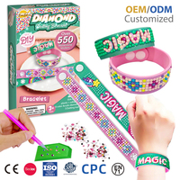 Kit de fabrication de bracelets en strass DIY, bracelet avec autocollants en strass acrylique pour petites filles, ensemble de jeu d'activités manuelles