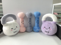Haltère et Kettlebell en Peluche Créatifs en Plastique – Jouet Doux en Forme de Haltère pour Entraînement, Coussin Anti-Stress Thème Fitness, Cadeau pour Adultes