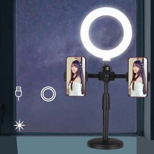 Clip de teléfono móvil Dual para transmisión en vivo, soporte de escritorio para teléfono móvil con luz adicional integrada - Product Image 6