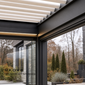 Pérgola de aluminio con lamas ajustables RKOVE RK-S2 de 4*6 m con paneles de vidrio corredizos e interfaz preparada para calefacción, pérgola inteligente de aluminio. - Product Image 2