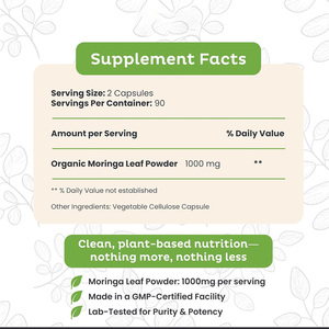 Forte demande FEO/ODM capsules de feuilles de <span class=keywords><strong>Moringa</strong></span> suppléments à base de plantes riches en poudre de feuilles de <span class=keywords><strong>Moringa</strong></span> bio pour femmes et hommes - Product Image 4