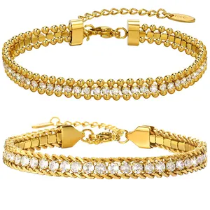 Groothandel Rvs Goud Kralen Armbanden Zirkoon Golf Armband Armband Voor Vrouwen Meisjes
