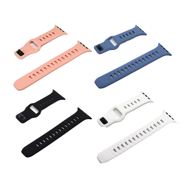 Custom Logo Replacement Silicone Smart Watch Strap Band for Apple Watch 9 8 7 6 5 4 with Reverse Buckle Perfect Fit