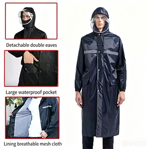 Impermeable Unisex de Tela Oxford Gruesa, Portátil, <span class=keywords><strong>Plegable</strong></span>, Ecológico, para Exteriores, con Sección Larga Anti-Tormenta - Product Image 5
