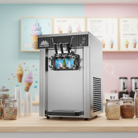 Machine à glaces 3 saveurs de comptoir, haute productivité, glace molle, empreinte compacte, congélation rapide, contrôle convivial