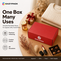 Boîtes d'expédition rouges vives personnalisées directement de l'usine, boîtes cadeaux pour pulls, boîtes en carton ondulé rigide pour vêtements et vente au détail