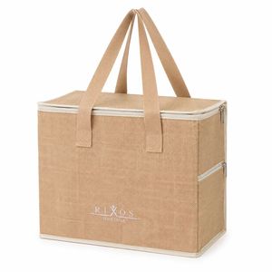 Bolsa Térmica Reutilizable de Yute con Aislamiento de Aluminio, Gran Capacidad, con Cierre y Asa de Cinta, para Compras o Picnic, Mantiene la Comida Fría o Caliente - Product Image 1
