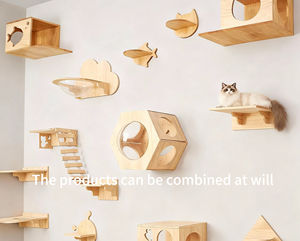 Grosir rak cakar kucing pasang dinding besar Modern kayu polos kualitas tinggi rak tempat tidur gantung kucing pohon Natal panjat dinding kucing - Product Image 2