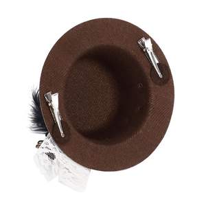 หมวกมินิแบบกอธิคของผู้หญิงสำหรับวันฮาโลวีนสตีมพังค์เฟืองห่วงโซ่ขนนกดอกไม้ลูกไม้ทำให้ลุ่มหลงไหลคลิปผมวิคตอเรียแฟนซีแบบลำลอง - Product Image 4