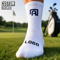 Chaussettes de sport blanches unies personnalisées avec emblème marine et texte de logo sur mesure pour hommes et femmes