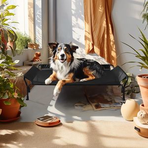 Cama para Perro, Cama de Campaña Rectangular Negra, Desmontable y Lavable, para Uso en Interiores y Exteriores, para las Cuatro Estaciones - Product Image 1
