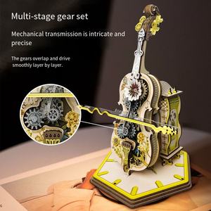 Kit Modello 3D in Legno Tagliato al Laser Personalizzato di Violoncello Punk, Giocattolo da Assemblare Stile Carillon <span class=keywords><strong>Vintage</strong></span>, Strumento Musicale Cartoon Movibile - Product Image 2