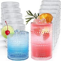 Verres Highball de 12 oz, Verres à Cocktail de 10 oz, Ensemble de Verres à Gobelets de Bar Vintage Embossés pour Bière, Jus, Whisky, Lait