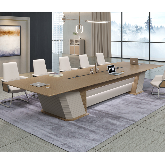 Luxury Office Furniture Meeting Room Wood Veneer CEO Large Boardroom Desk Boss Executive Modern High End Smart Conference Table