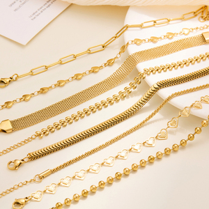 Pulsera de Acero de Titanio de Moda, Chapada en Oro de 18K, Cadena Simple y Versátil para Mujer, Sin Decoloración, Sin Alergias - Product Image 5