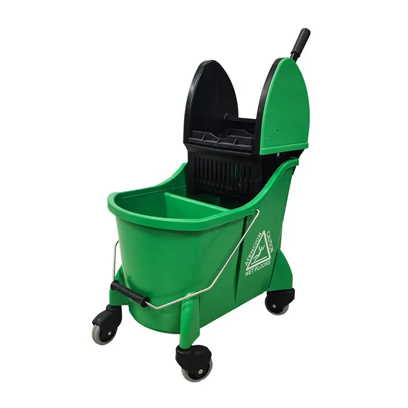 Limpeza industrial Trolley Dual Mop Bucket com Down Press Wringer Combo Azul Verde Vermelho Amarelo