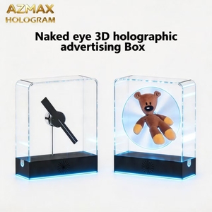 AZMAX 30CM 11 inci Kotak <span class=keywords><strong>Display</strong></span> Proyektor HD Portabel Stand Pajangan Baju & Barang Dagangan Rak <span class=keywords><strong>Display</strong></span> Latar Belakang Kipas Hologram 3D - Product Image 1