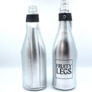 RYO Custom Logo Reusable Neoprene Insulated Wine Cooler Bag 750ml Zipper Closure Metallic Design Drink Cup Sleeve <b>Bottle</b> Stylish - Product Image 1