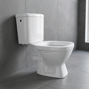 โถสุขภัณฑ์เซรามิกแบบสองชิ้น ระบบ S-Trap แบบ Dual Flush พร้อมฝารองนั่งไม้ - Product Image 2