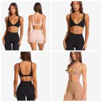 Soutien-gorge de yoga à col en V profond avec logo personnalisé, séchage rapide, effet seconde peau, soutien-gorge de sport dos nu respirant