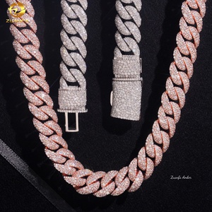 Cadena Cubana de Plata Esterlina de 15MM con Incrustaciones de Diamantes Moissanite VVS de Laboratorio, Estilo Hip Hop, para Hombre - Product Image 3