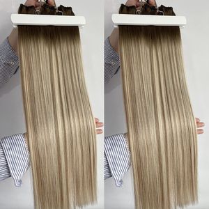 Extensioni per <span class=keywords><strong>capelli</strong></span> Genius Weft Haiyi 2025: <span class=keywords><strong>Cioccolato</strong></span> Marrone con Riflessi Biondo Chiaro e Marrone Noce - Le più vendute! - Product Image 4