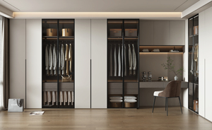 Système de dressing et de garde-robe en bois massif au design moderne avec <span class=keywords><strong>étagère</strong></span>s personnalisées, mobilier de <span class=keywords><strong>chambre</strong></span> à coucher écologique de grande capacité - Product Image 3