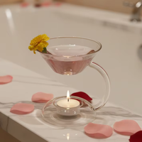 Brûleur d'huiles essentielles en verre transparent, chauffe-parfum à bougie chauffe-plat pour la décoration intérieure, lampe aromatique